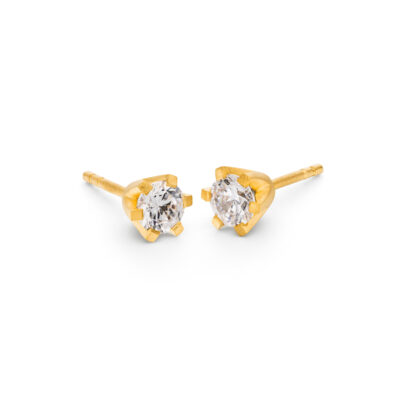 Ohrstecker krappenfassung aus nachhaltigem fairen Gelbgold mit Ethical Diamond von Goldschmied Jan Spille aus Hamburg Altona 6-er Chaton
