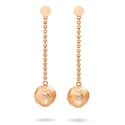 roségold schmuck mit weltkugel aus Fairtrade Gold und Ethical Diamonds als ohrhänger von jan spille