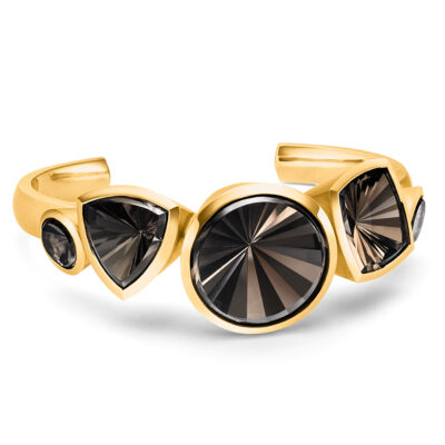 armreif gold und schwarz rauchquarz schmuck als masterpiece der alpen kollektion von goldschmied jan spille schmuck