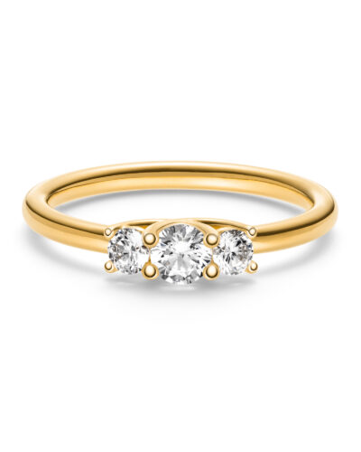 Goldener Verlobungsring mit drei weißen Diamanten von Jan Spille