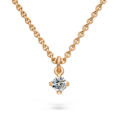 Kette mit Krappenfassung-Anhänger aus nachhaltigem fairen Rotgold mit Ethical Diamond von Schmuckdesigner Jan Spille aus Hamburg Altona