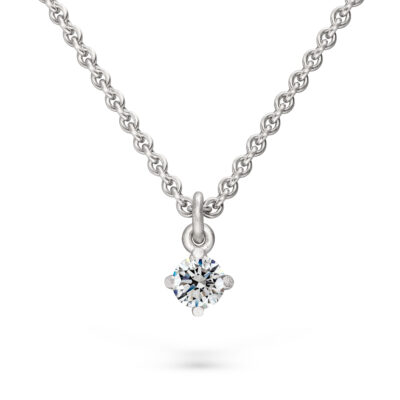 Kette mit Kettenanhänger aus nachhaltigem fairen Weissgold mit Ethical Diamond in Krappenfassung von Schmuckdesigner Jan Spille aus Hamburg Altona