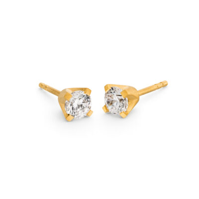 Zeitloser Diamant Ohrstecker krappenfassung der Chaton-Kollektion aus nachhaltigem Gelbgold von Jan Spille Schmuck Hamburg