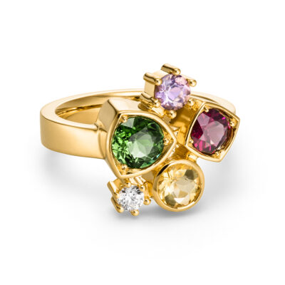 diversity ring mit bunten steinen gold