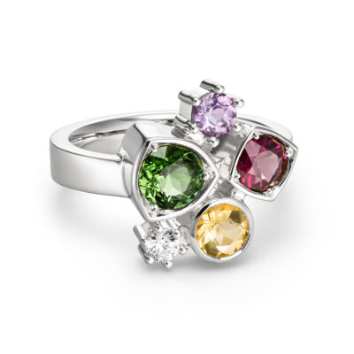 diversity ring mit bunten steinen gold weissgold