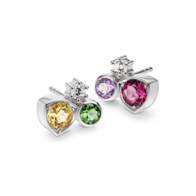 ohrringe mit bunten steinen Ohrstecker der Diversity-Kollektion mit Fairen Edelsteinen aus Brasilien in Fairtrade Weissgold