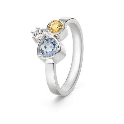 zeitloser Ring der Diversity Kollektion aus Weissgold mit konfliktfreien Diamanten und Fairen Edelsteinen von Jan Spille Schmuck aus Hamburg