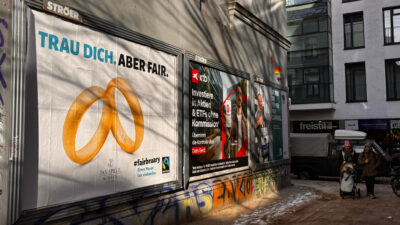 Plakat von Jan Spille-Schmuck im der Kampagne. Fairbruary Bahrenfelder strasse