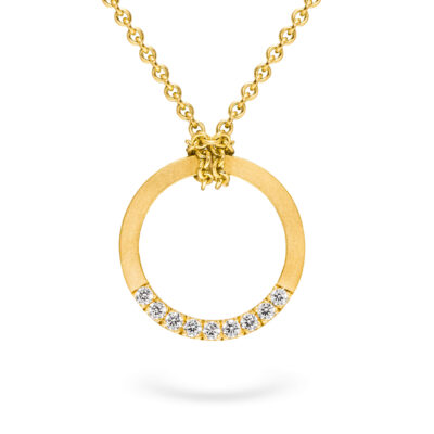 Kette mit Kettenanhänger Fischgrät-Kollektion in 18 kt Gelbgold mit ethical diamonds