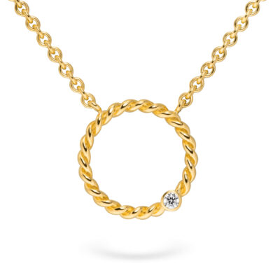 Kette mit Kettenanhänger Kordel-Kollektion in 18 kt Gelbgold poliert mit ethical diamond