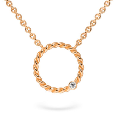 Kette mit Kettenanhänger Kordel-Kollektion in 18 kt Roségold poliert mit ethical diamond