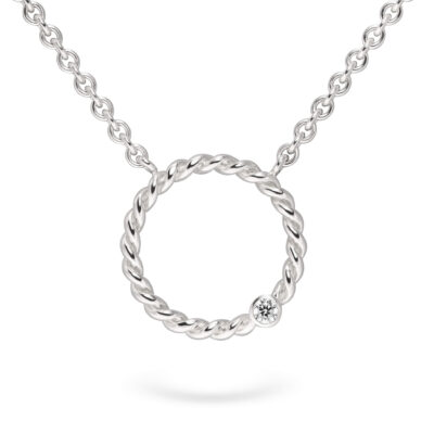 Kette mit Kettenanhänger Kordel-Kollektion in 18 kt Weissgold poliert mit ethical diamond