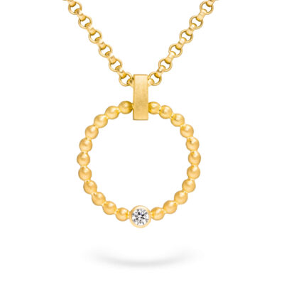 Nachhaltiger Kettenanhänger Kugel mit Diamant in gerade Fassung Kettenanhänger aus Echtgold und konfliktfreien Diamanten