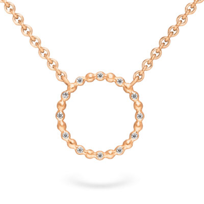 Kette mit Kettenanhänger Kugel-Kollektion in 18 kt Rosegold mit ethischen Diamanten aus nachhaltigem Gold von Jan Spille Schmuckladen Hamburg