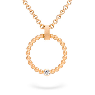 Fairtrade Kette mit Kettenanhänger Kugel Kollektion in 18 kt Rosegold mit ethischem Diamanten aus nachhaltigem Gold