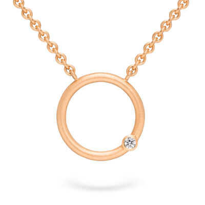 Kette mit Kettenanhänger roségold mit stein in der Rund-Kollektion mit ethischem Diamanten aus nachhaltigem Gold