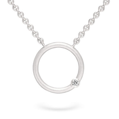 Weißgold Kette mit diamant Anhänger aus der Rund-Kollektion Fairtrade Schmuck mit ethischem Diamanten aus nachhaltigem Gold