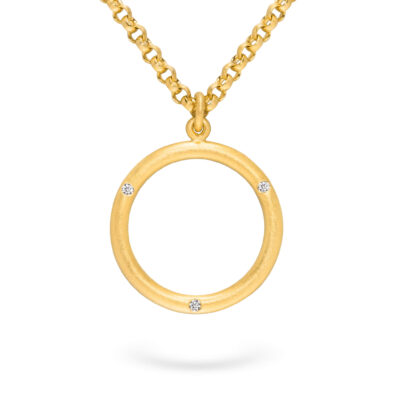 Kettenanhänger gold mit stein aus der Rund-Kollektion in Gelbgold mit konfliktfreien Diamanten