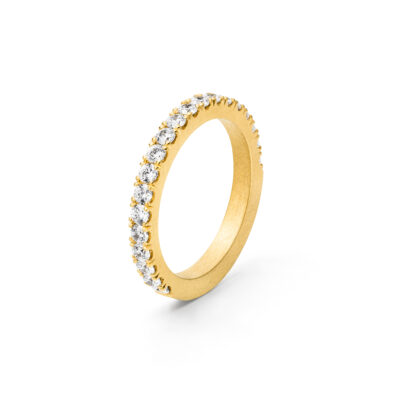 Fairtrade Verlobungsring ehering kombi aus der Fischgrätkollektion in Gelbgold mit ethischen weissen Diamanten