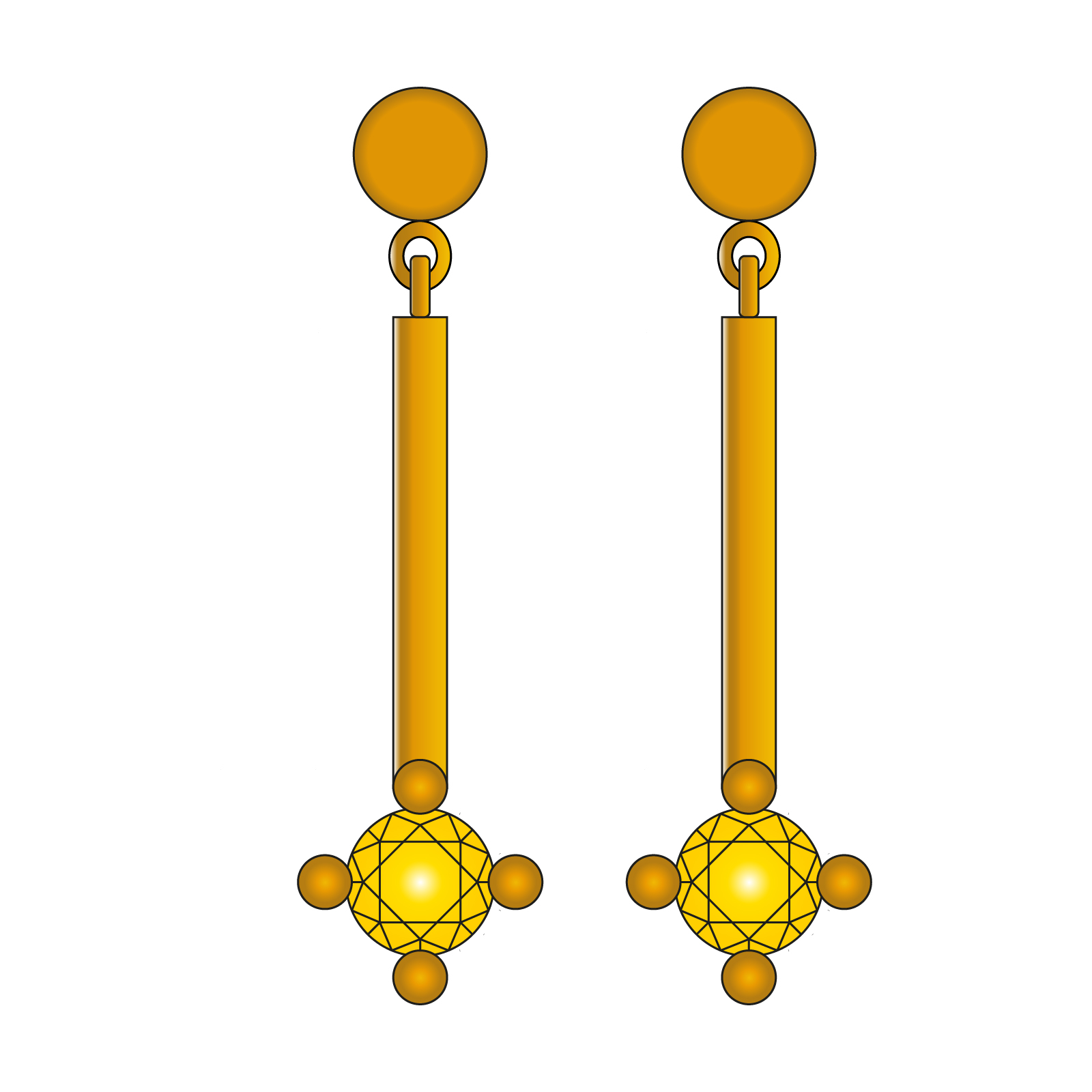 jan-spille-schmuck_form_ceylon-collection_ohrhaenger-rund_saphir-orange