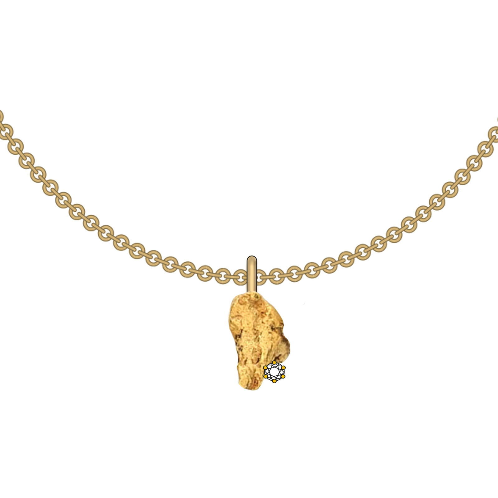 Grafik Natürlicher Goldnugget Anhänger mit Diamant