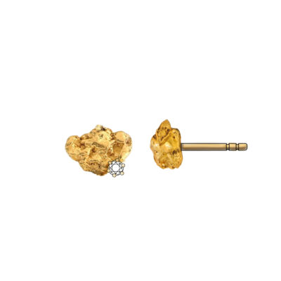 Grafik Gold Nugget Ohrstecker mit Diamant