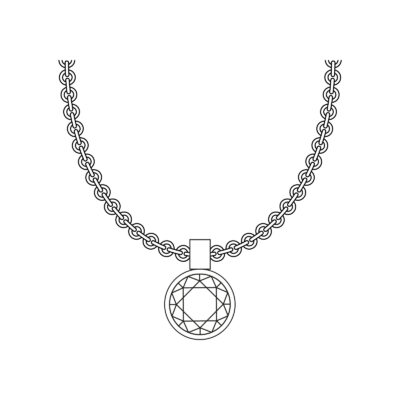 grafik einer kette mit zargenfassung anhänger aus der spotlight schmuck kollektion von jan spille