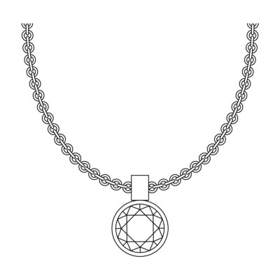 grafik einer kette mit zargenfassung anhänger konisch aus der spotlight schmuck kollektion von jan spille