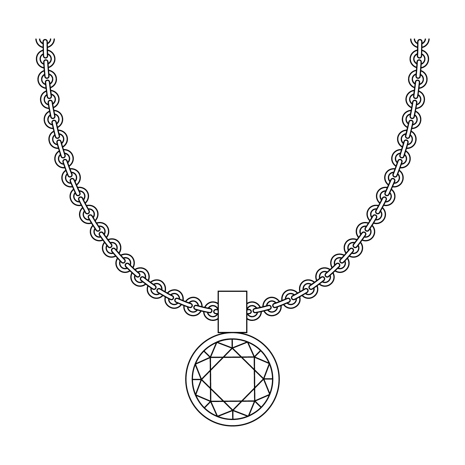 grafik einer kette mit zargenfassung anhänger konisch aus der spotlight schmuck kollektion von jan spille