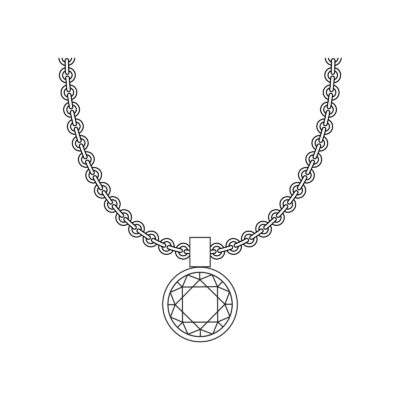 grafik einer kette mit zargenfassung anhänger in konischer form aus der spotlight schmuck kollektion von jan spille