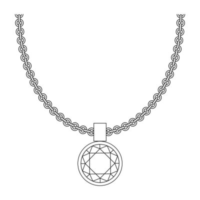 grafik einer kette mit zargenfassung anhänger aus der spotlight schmuck kollektion von jan spille