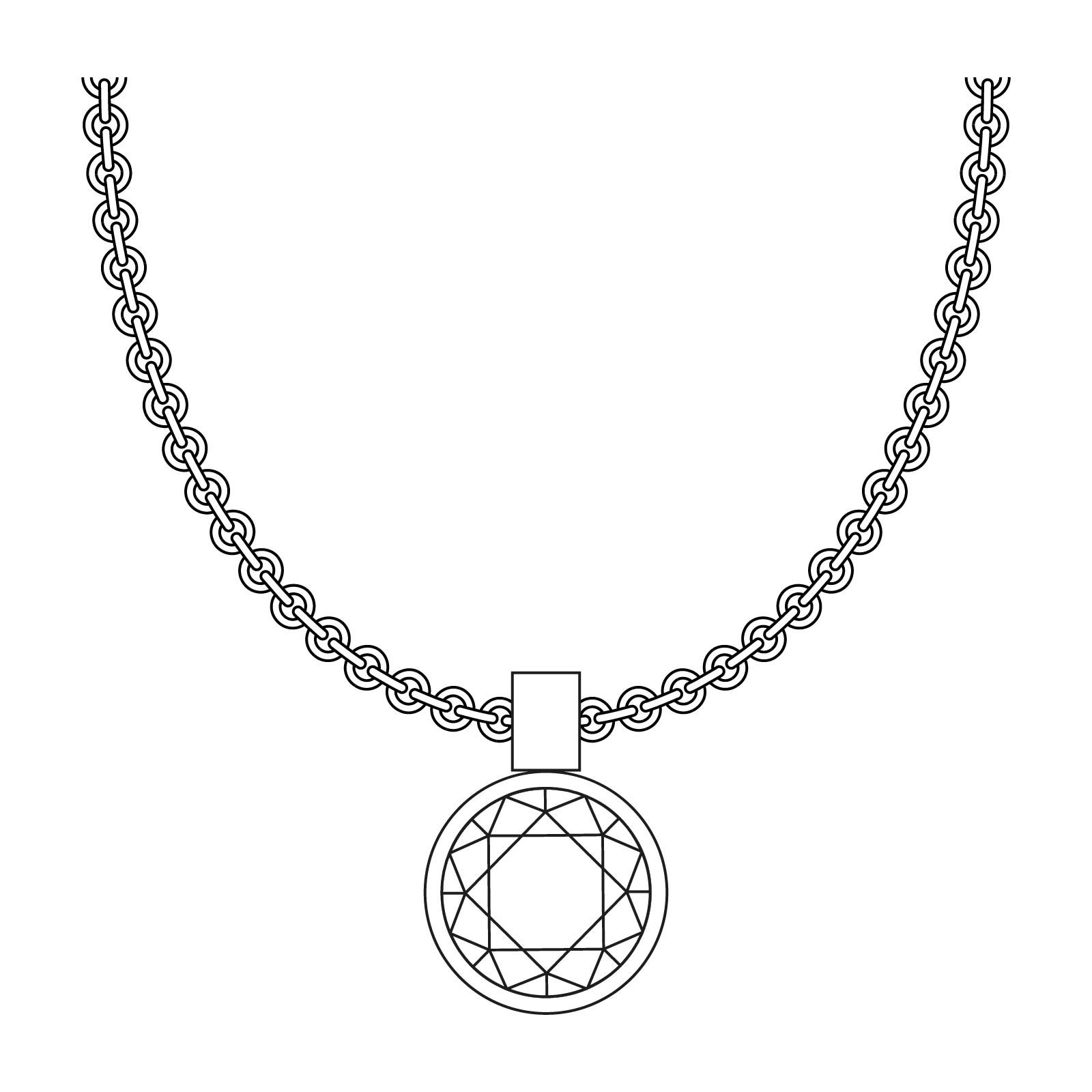 grafik einer kette mit zargenfassung anhänger aus der spotlight schmuck kollektion von jan spille