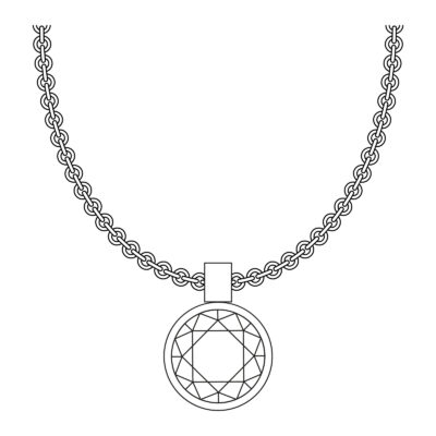 grafik einer kette mit zargenfassung anhänger aus der spotlight schmuck kollektion von jan spille