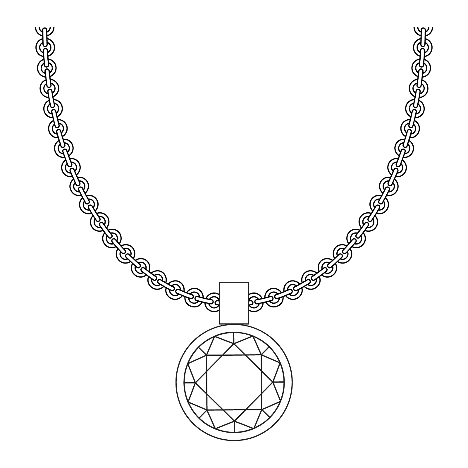 grafik einer kette mit zargenfassung anhänger aus der spotlight schmuck kollektion von jan spille