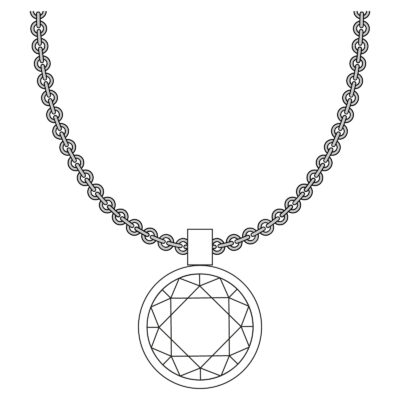 grafik einer kette mit zargenfassung anhänger aus der spotlight schmuck kollektion von jan spille