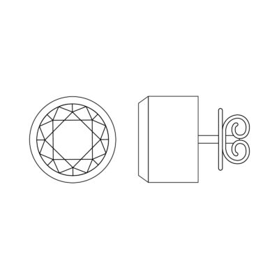 grafik vorder und seitenansicht diamant ohrstecker zargenfassung aus der spotlight kollektion von jan spille