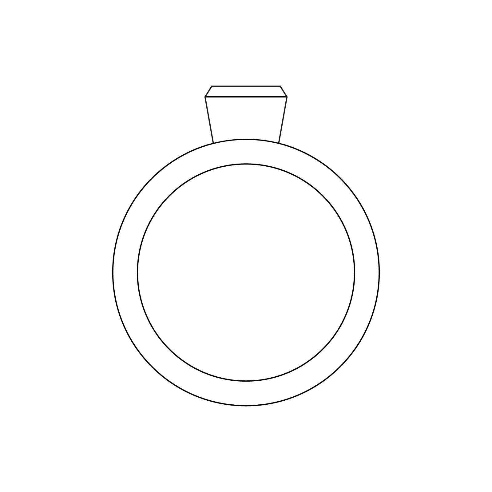 basic grafik seitenansicht des bezel verlobungsring mit konischer fassung aus der spotlight kollekion von jan spille