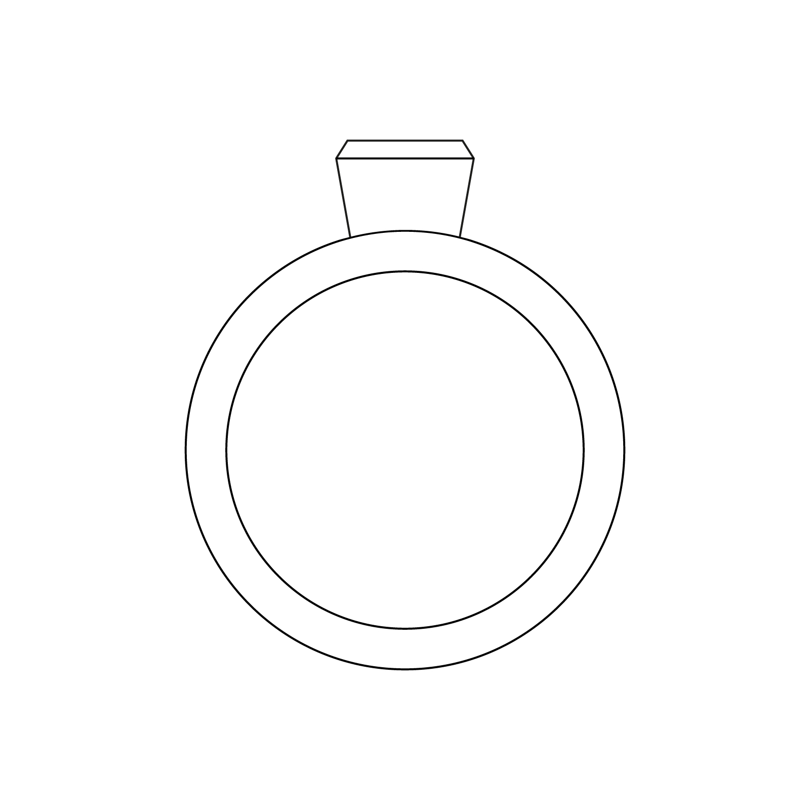 reduzierte grafik seitenansicht des bezel verlobungsring mit konischer fassung aus der spotlight kollekion von jan spille