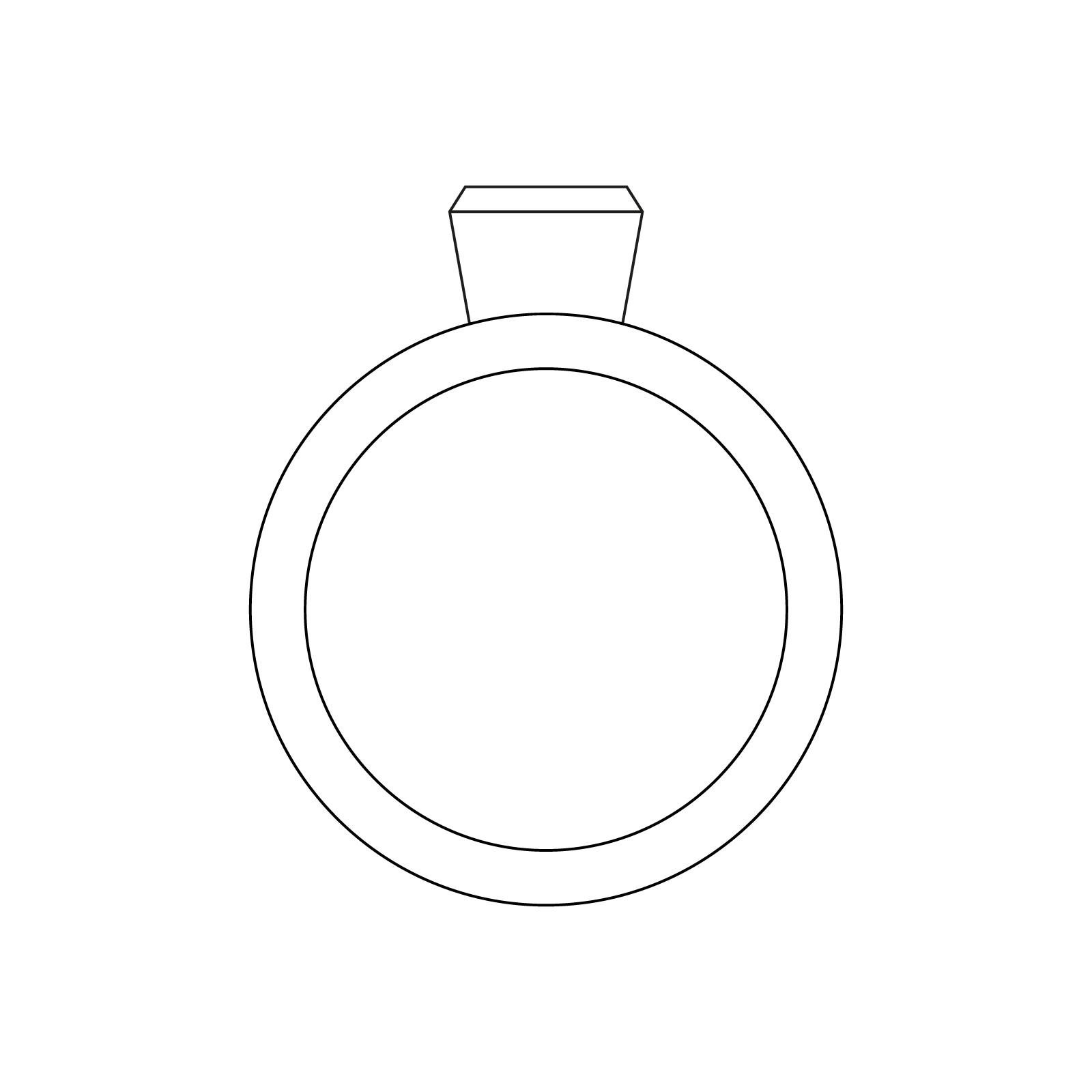 grafik seitenansicht des bezel verlobungsring mit konischer fassung aus der spotlight kollekion von jan spille