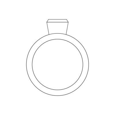 schwarz weiß grafik seitenansicht des bezel verlobungsring mit konischer bezel fassung aus der spotlight kollekion von jan spille