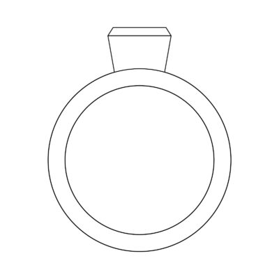 schwarz weiß grafik seitenansicht des bezel verlobungsring mit konischer fassung aus der spotlight kollekion von jan spille