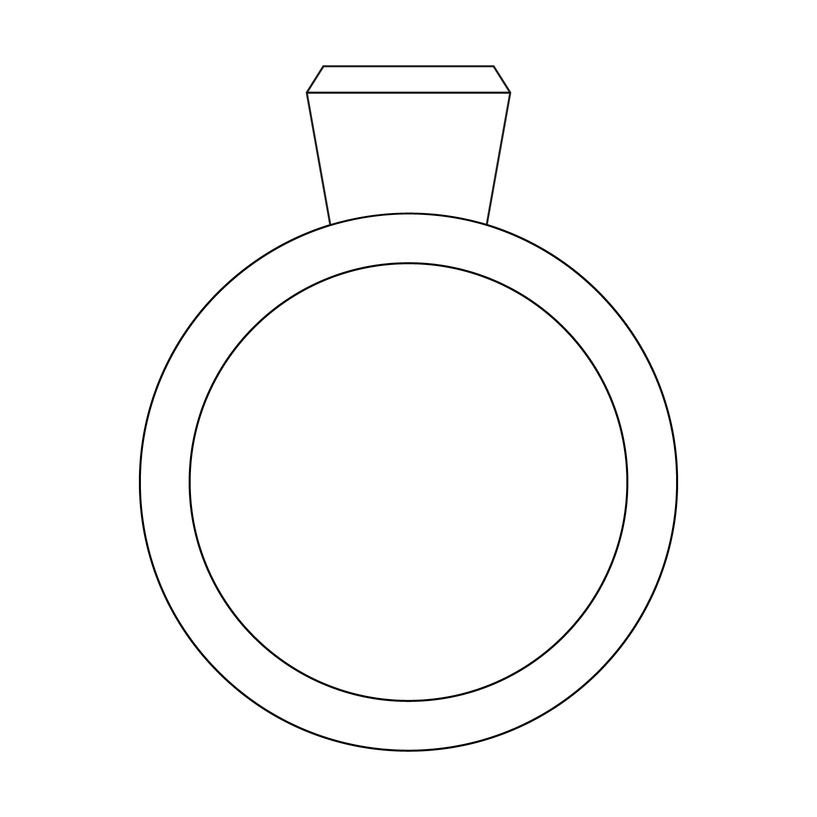 schwarz weiß grafik seitenansicht des bezel verlobungsring aus der spotlight kollekion von jan spille