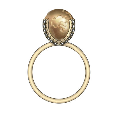 Grafik World-Ring der World-Collection No.1 mit Krappe und Diamanten