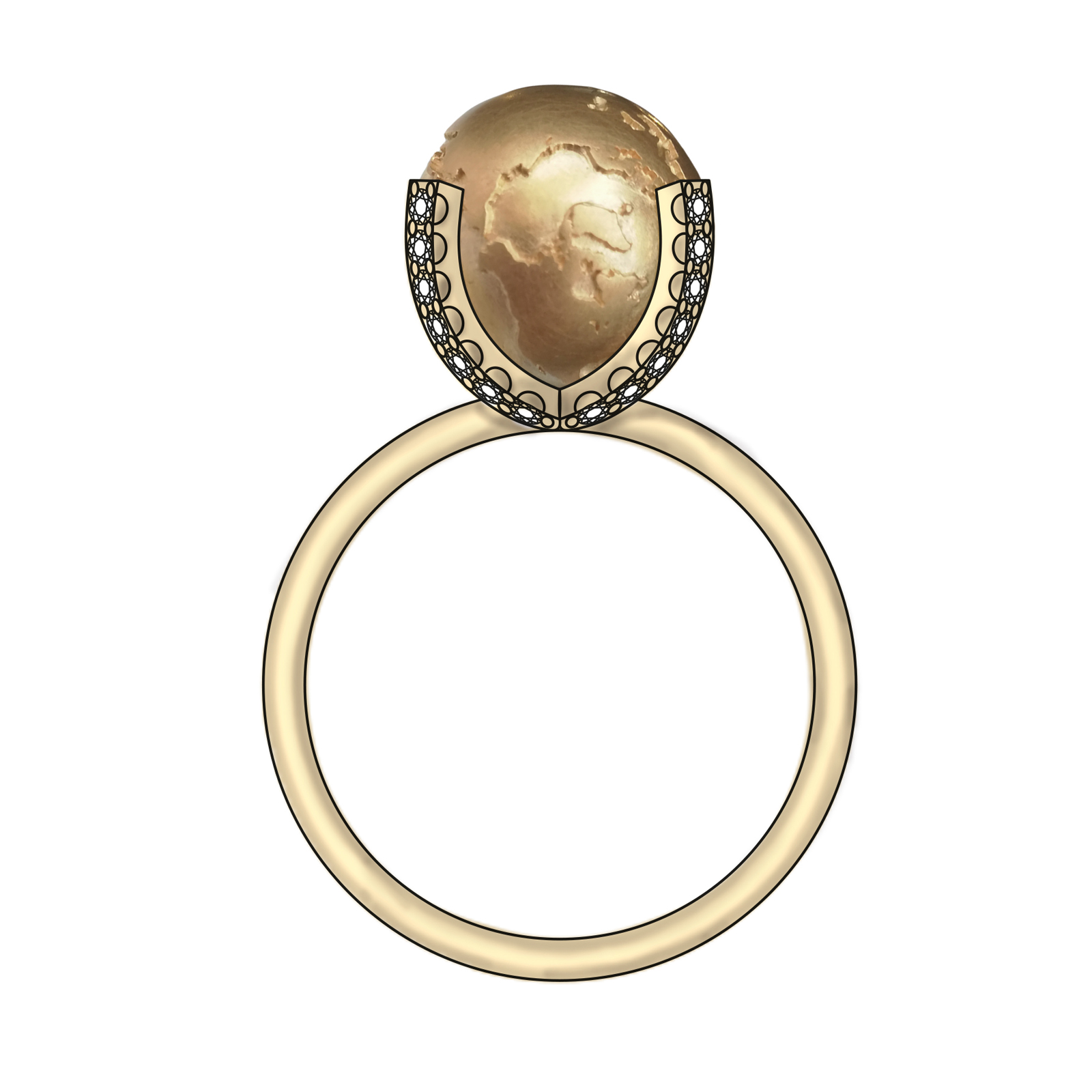 Grafik World-Ring der World-Collection No.1 mit Krappe und Diamanten