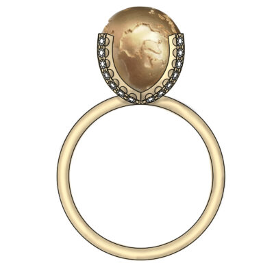 Grafik World-Ring der World-Collection No.2 mit Diamanten und Krappe