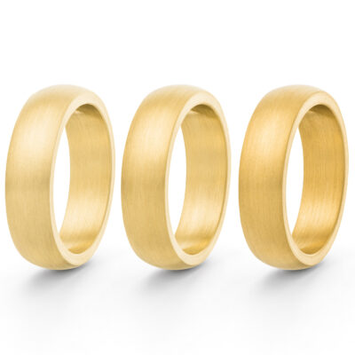 Drei Eheringe Gold 750 Farbe Gelbgold Legierung Schmuck Beispiel im Gestaltungssystem von Jan Spille Fairtrade Goldschmied aus Hamburg