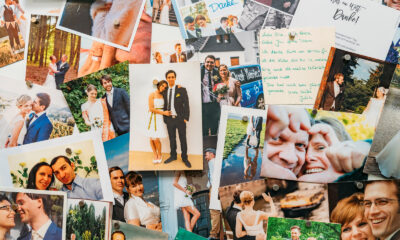 collage mit hochzeitsfotos von zufriedenen kunden und kundinnen von jan spille goldschmiede hamburg für nachhaltige eheringe