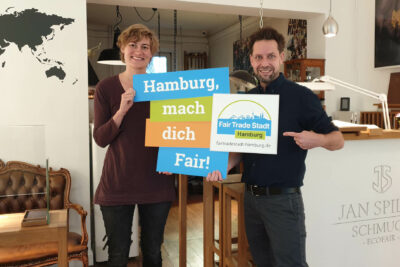 Jan Spille und Sarah Kreuzberg mit Kampagne Hamburg mach dich fair
