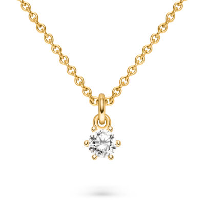 goldene kette mit diamant solitaire anhänger aus fair trade diamant von jan spille