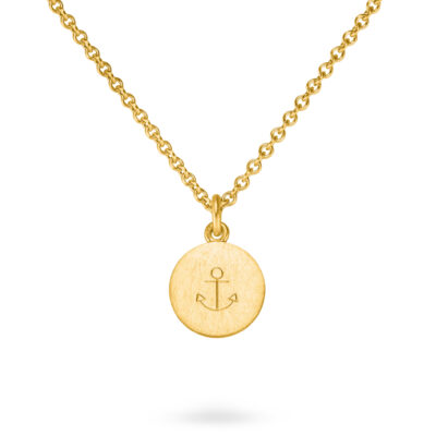 gold coin kettenanhänger mit anker symbol gravur